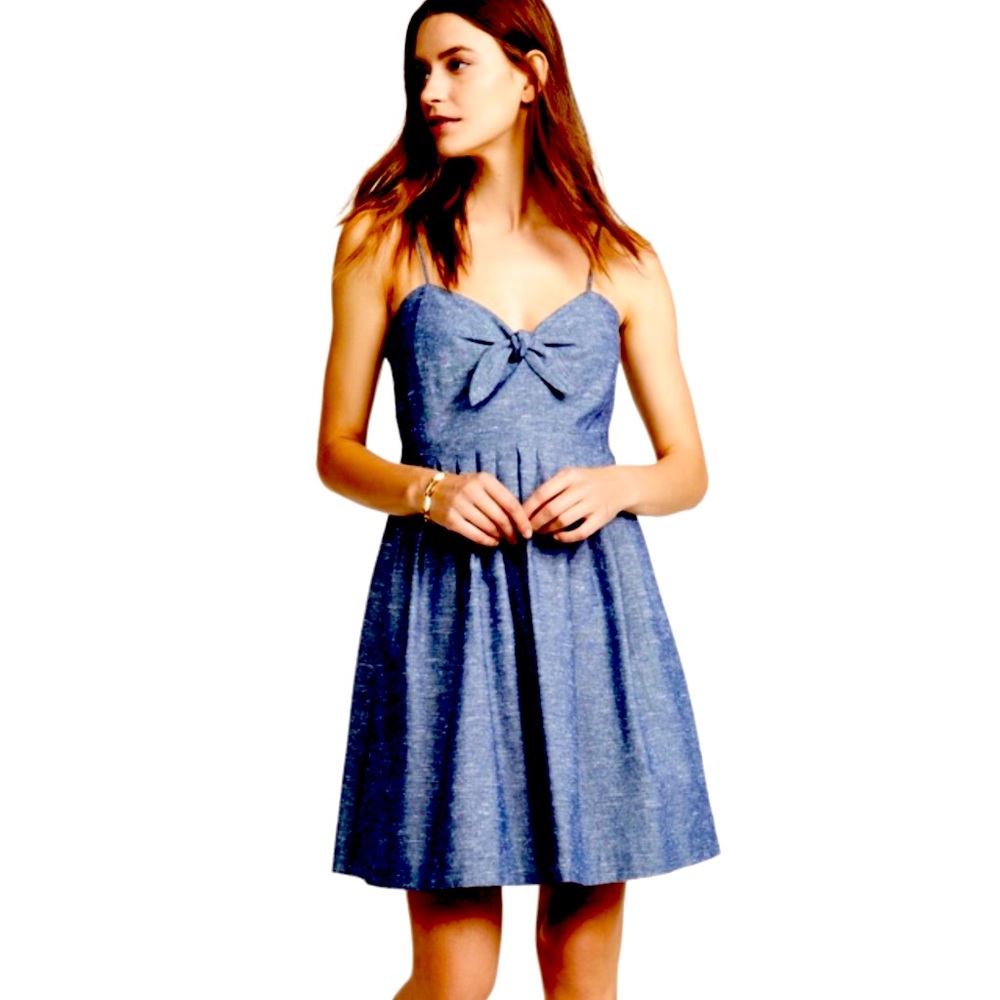 Madewell Chambray Tie Front Cutout Cami Dress Size 4